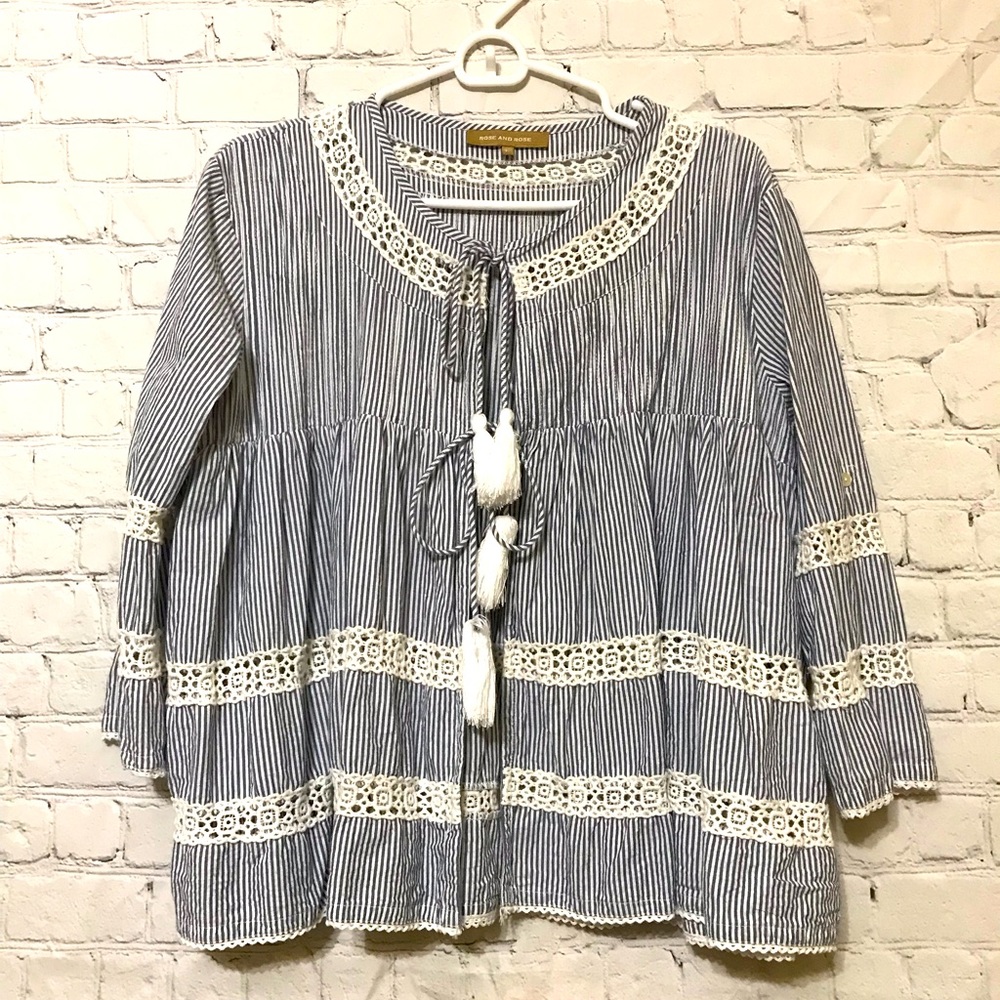 Rose and Rose Tie-Front Blouse